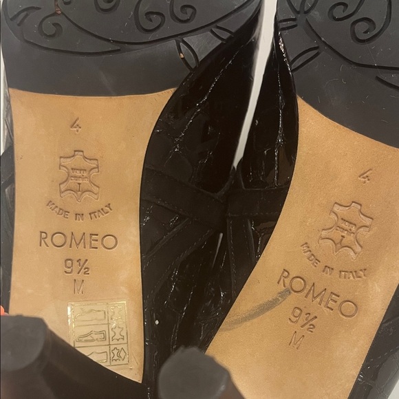 Brighton Black Patent Leather Mules with Silver Medallion Romeo size 9.5 M - Picture 7 of 10